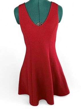 Forever 21 Red V-Neck Fit-and-Flare Mini Dress